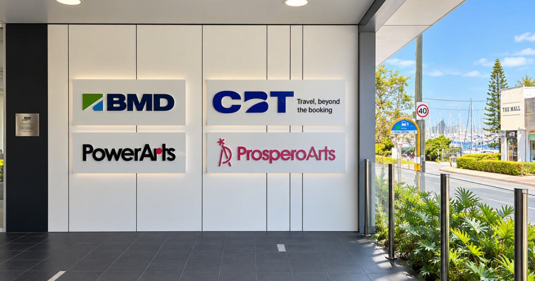 CBT office signage at Manly Harbour Village in Manly, Queensland, overlooking the marina.